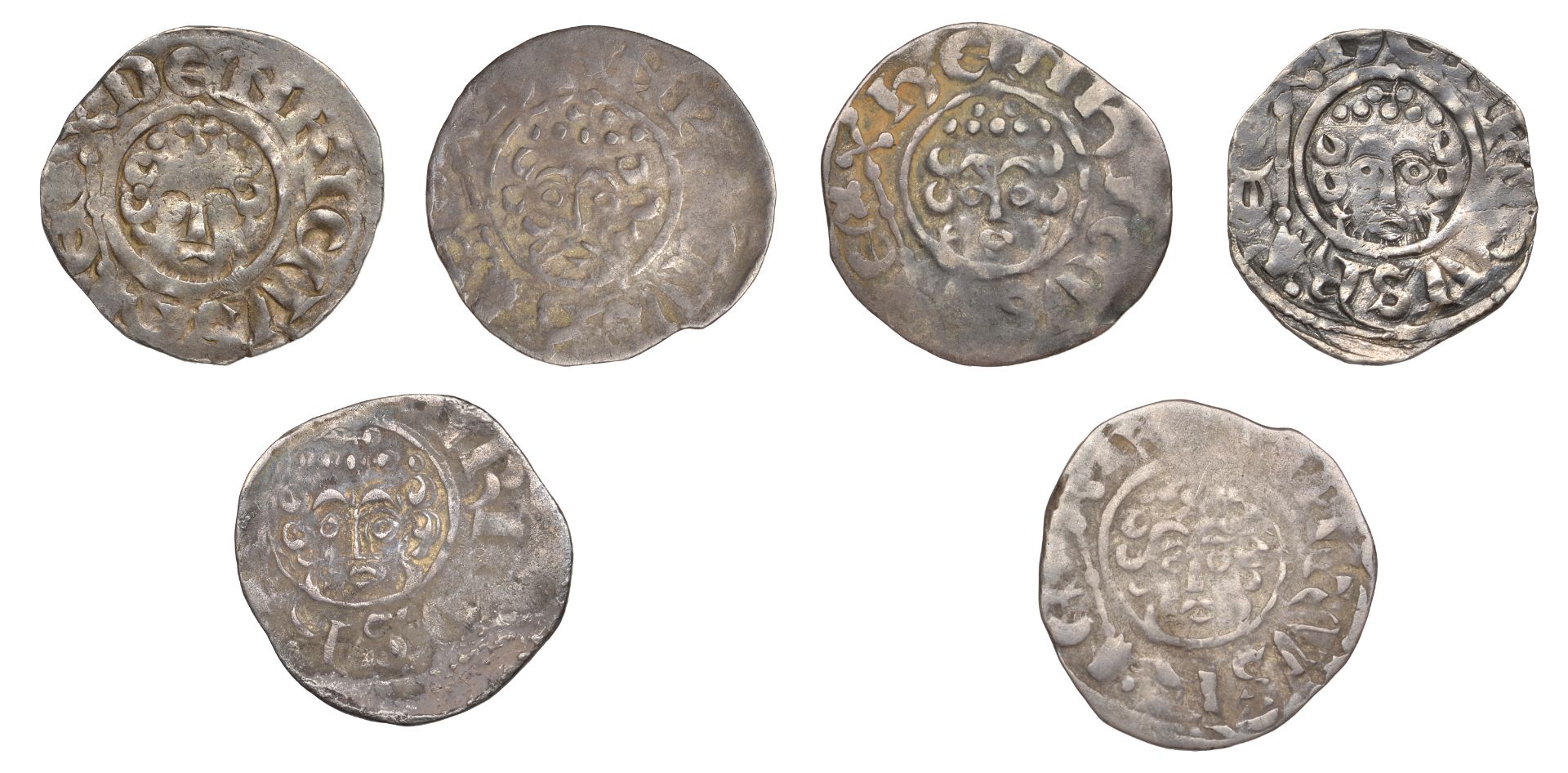 Henry III (1216-1272), Pennies (6), all Canterbury, class VIIc1, Henri, henri on cant, 1.36g...