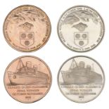 Final Voyage of RMS Queen Elizabeth, 1968, medals (2), in silver and bronze, unsigned, by Ne...