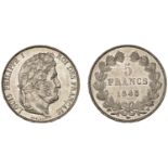 France, Louis Philippe, 5 Francs, 1845w, Lille (Gad. 678a; KM. 749.13). Some contact marks,...