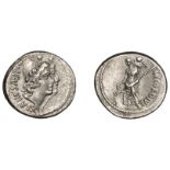 Roman Republican Coinage, Cordius Rufus, Denarius, c. 46, conjoined heads of the Dioscuri ri...
