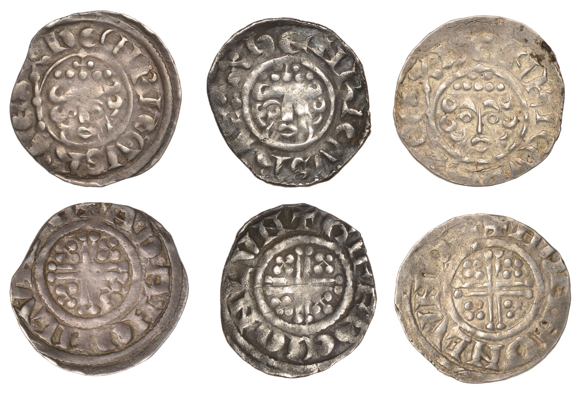 Henry III (1216-1272), Pennies (3), all London, class VIIb4, Adam (2), adam on lvnde, 1.48g/...