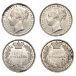 Victoria, Shillings (2), both 1870, dies 1, 13 (ESC 3038; S 3906A) [2]. Extremely fine but w...