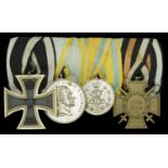 A German Great War Iron Cross group of four Germany, Prussia, Iron Cross 1914, Second Cla...