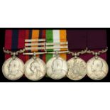 A Boer War D.C.M. group of five awarded to Sergeant Major W. Marsden, Royal Field Artillery...