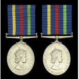 Civil Defence Long Service Medal, E.II.R. (2), British issue; Northern Ireland issue, both u...