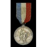 French Humane and Shipwreck Society Medal, 41mm, silver, the obverse portraying Humanity pro...
