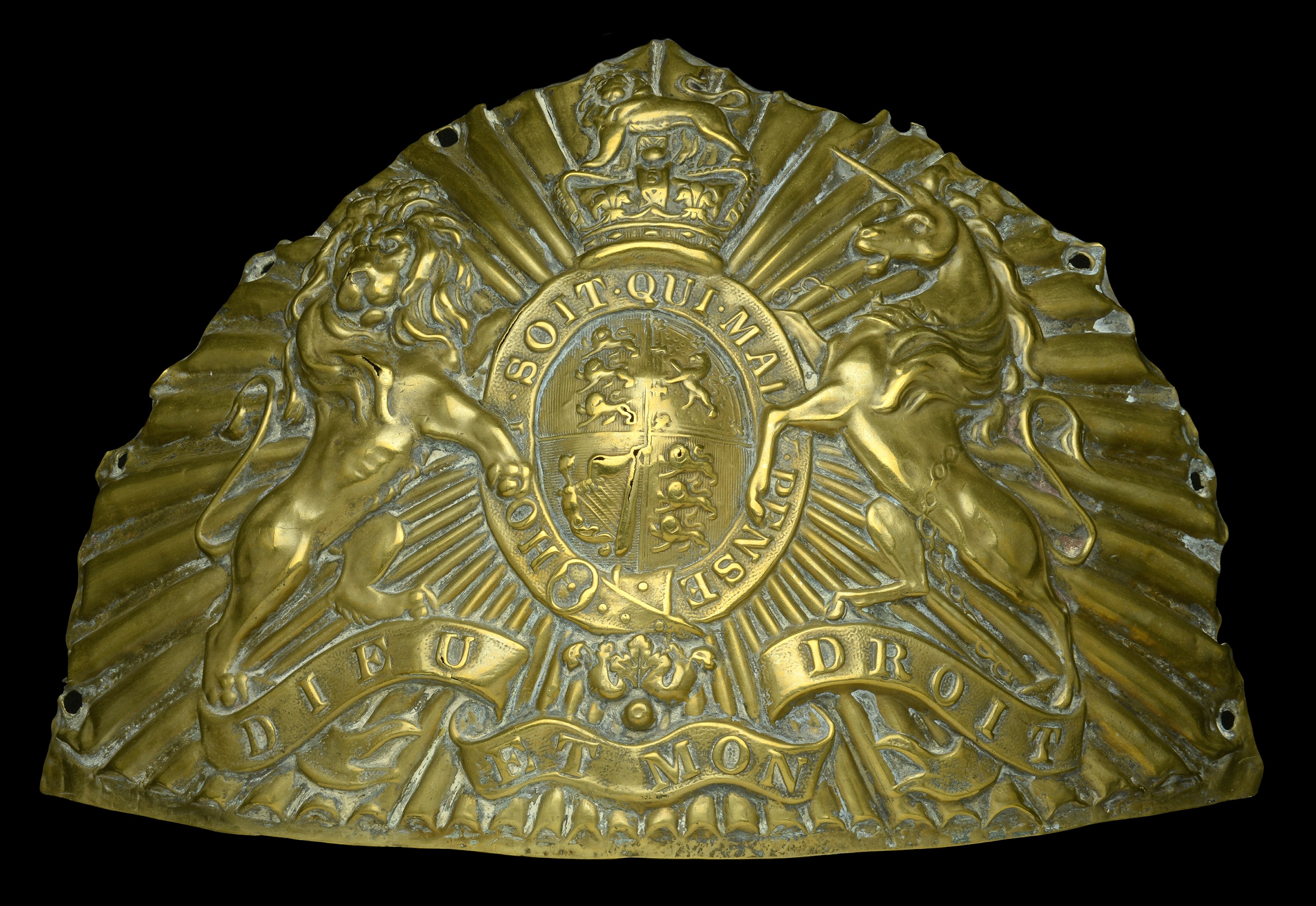 British Heavy Cavalry Other Ranks Helmet Plate 1838-1847. A rare example in die-stamped bra...