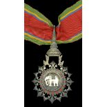 Thailand, Kingdom, Order of the White Elephant, 2nd type, Third Class neck badge, 88mm inclu...