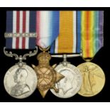 A Great War 1917 'Western Front' M.M. and Second Award Bar group of four awarded to Private...