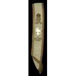 The South Staffordshire Regiment Drum Major's Sash c.1920. A scarce Drum Majors Sash gilt e...