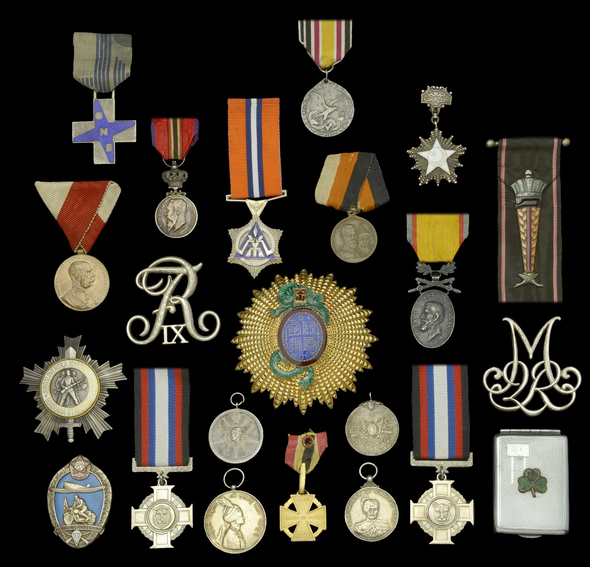 Austria, Empire, Cannon Cross 1815, gilt bronze; Signum Memoriae Medal 1898, bronze, nearly...