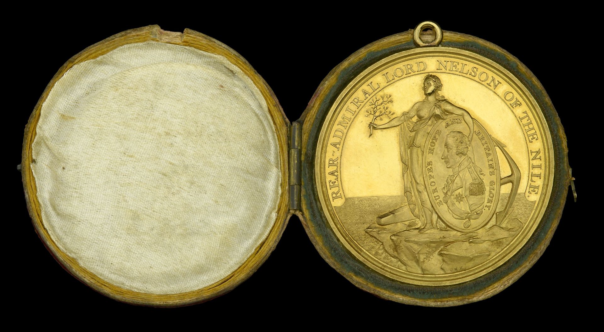 Alexander Davison's Medal for The Nile 1798, gold, 81.79g, fitted with small gold ring for s... - Image 2 of 3