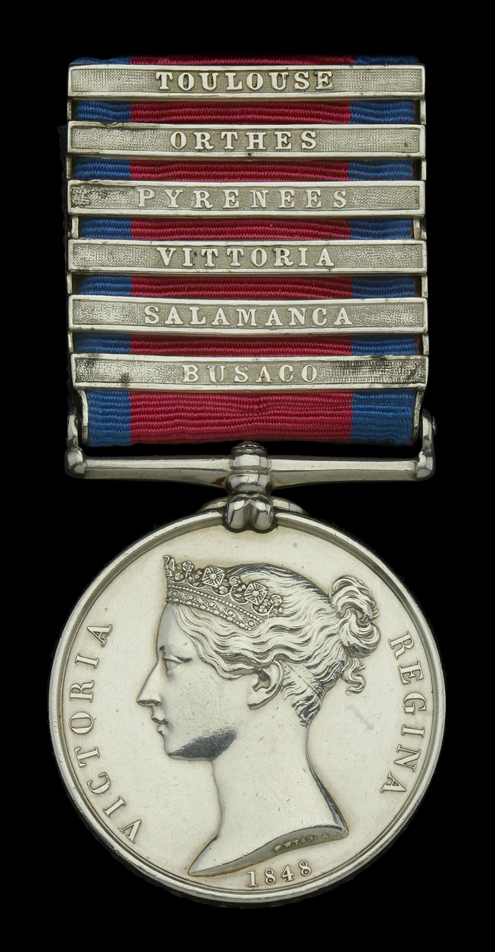 Military General Service 1793-1814, 6 clasps, Busaco, Salamanca, Vittoria, Pyrenees, Orthes,...