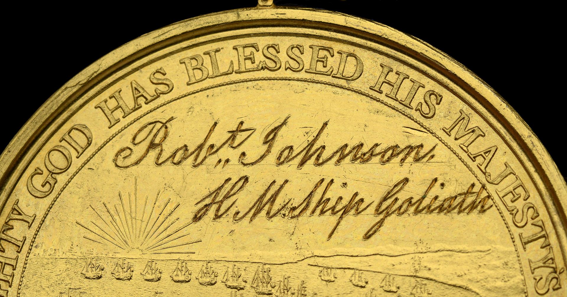 Alexander Davison's Medal for The Nile 1798, bronze-gilt, named on the reverse in fine runni... - Image 2 of 2