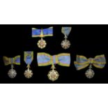 Thailand, Kingdom, Order of the Crown, 3rd issue (6), Fourth and Fifth Class breast badges,...