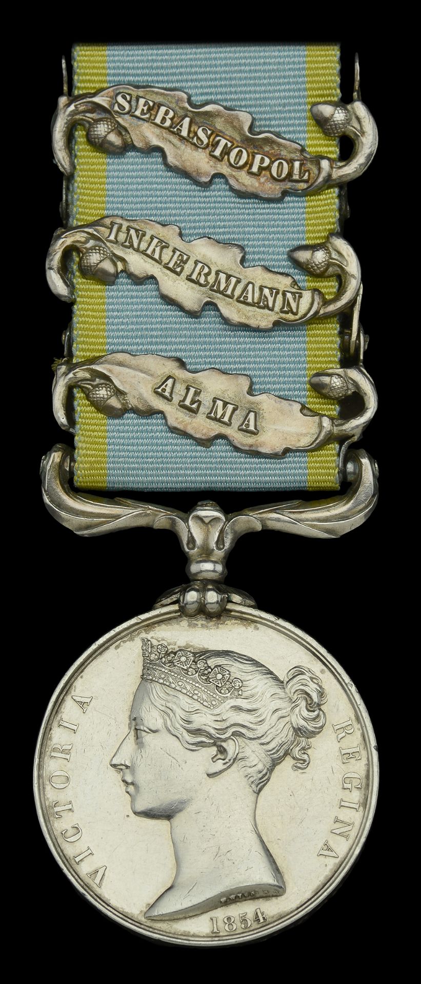 Crimea 1854-56, 3 clasps, Alma, Inkermann, Sebastopol (E. Henwood. 19th Regt.) officially im...