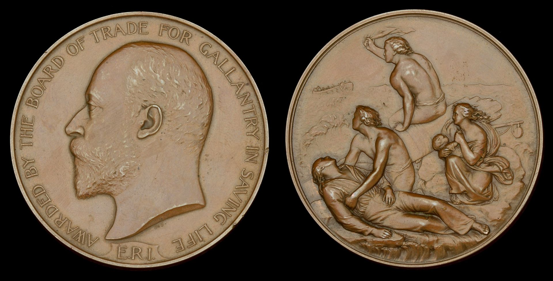 Board of Trade Medal for Gallantry in Saving Life at Sea, E.VII.R., large, bronze (Thomas Mu...