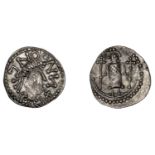 Early Anglo-Saxon Period, Sceatta, Secondary series L, type 12, diademed and draped bust rig...