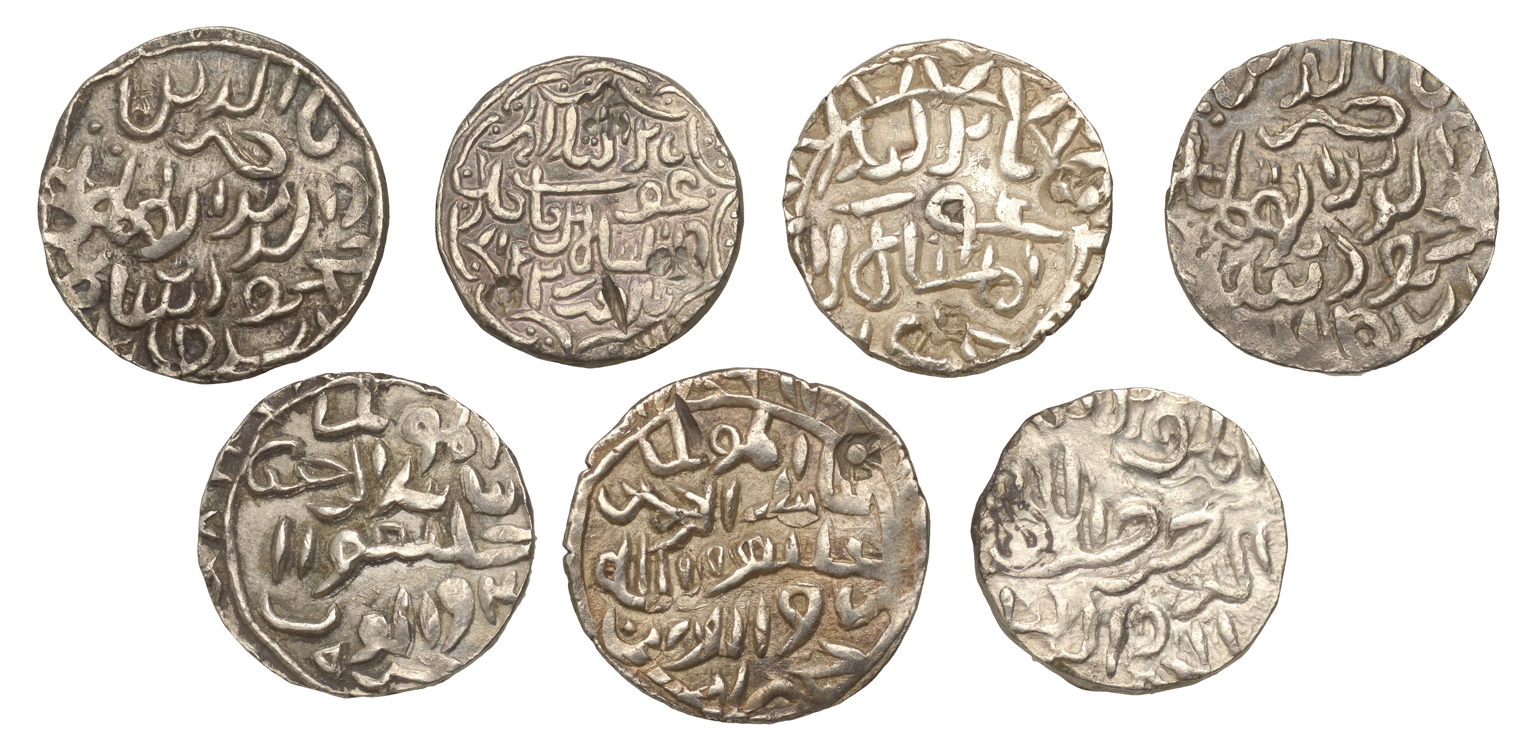 Sultans of Bengal, Nasir al-din Mahmud, Tankas (7), mint and date off flan, obv. legend in m...