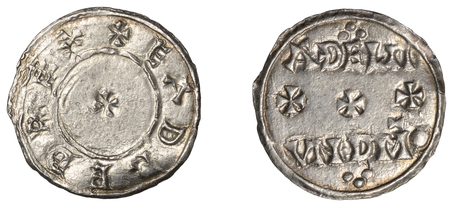 Eadred (946-955), Penny, Two Line type [HT 1], Ã†thelmund, rev. Ã¦delm vnd mo in two lines div...