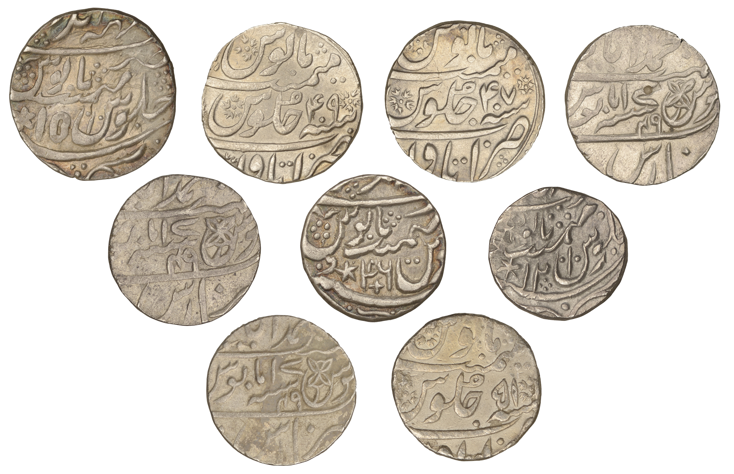Mughal Empire, Aurangzeb, Rupees (3), Itawa 1114h/47, 1117h/49, 1118h/51 (KM 300.39); BHARAT... - Image 2 of 2