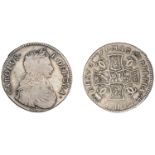 Charles II (1649-1685), First coinage, 2 Merks, 1673, type II, wide thistle below bust, read...