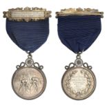 Weekly Despatch, a silver award medal by D.G. Collins for Bladon, two cyclists racing left,...