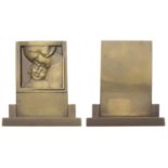 FRANCE, Tendresse, c. 1935, a square bronze Art DÃ©co plaque by E.J. Bachelet for the ComitÃ©...