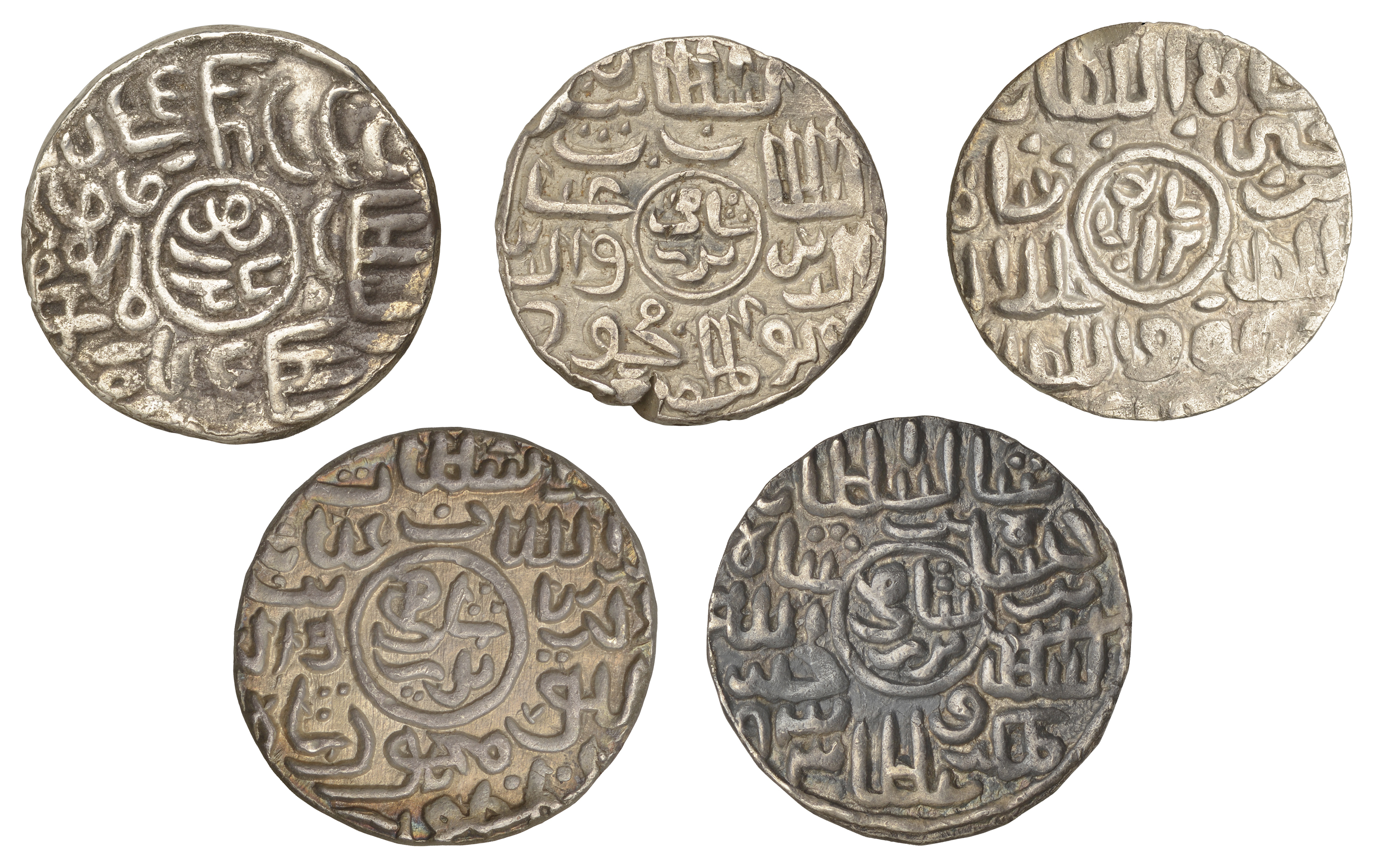 Sultans of Bengal, Ghiyath al-din Mahmud, Tankas (5), Fathabad 933h (GG B901); Husainabad 93... - Image 2 of 2
