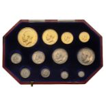 George V (1910-1936), Proof set, 1911, comprising Five and Two Pounds, Sovereign and Half-So...