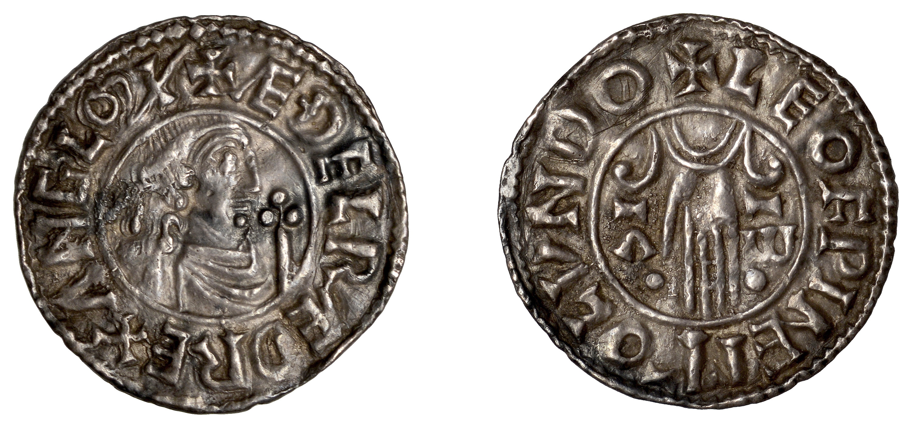 Ã†thelred II (978-1016), Penny, Second Hand type, London, Leofwine, leofpine m-o lvndo, 1.49g...