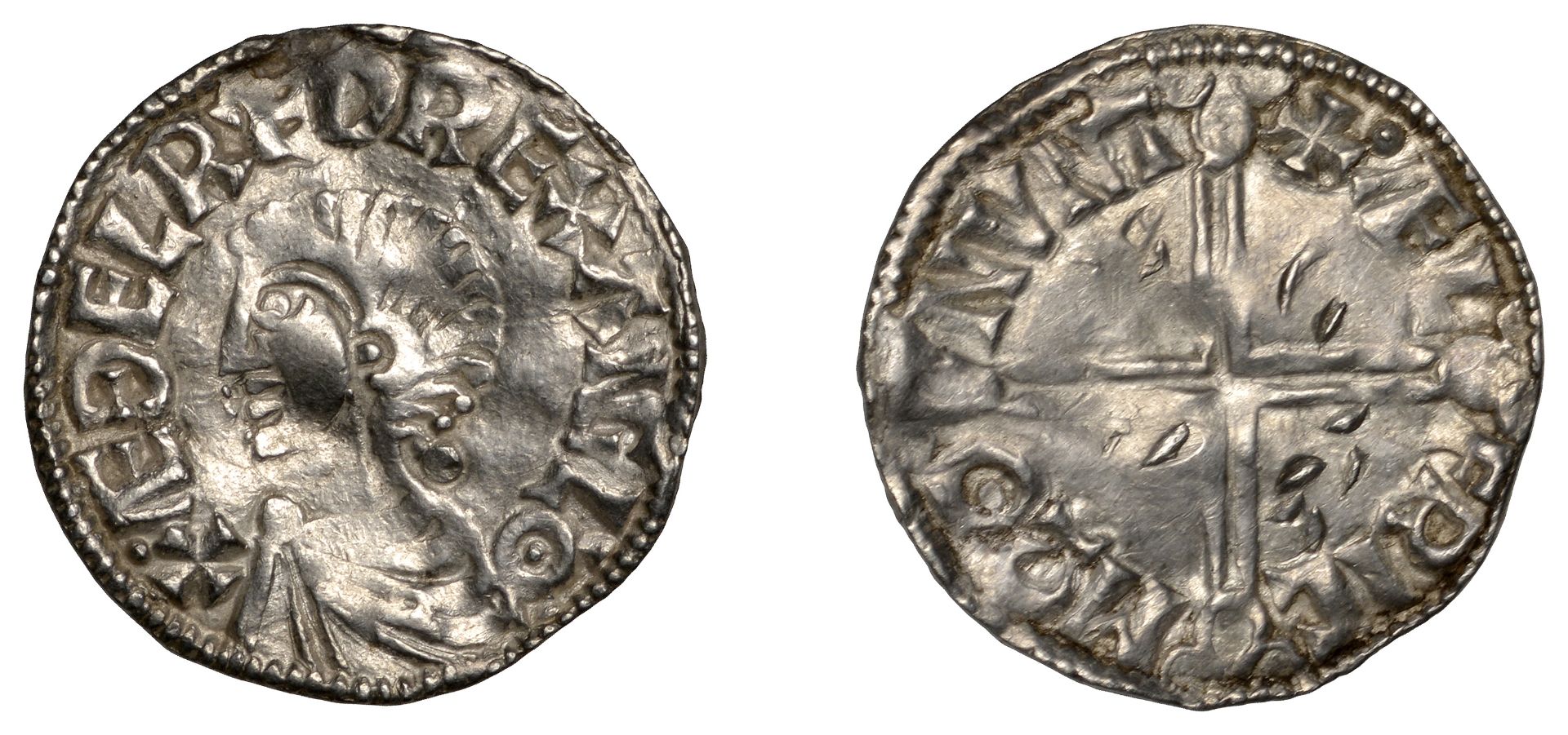Ã†thelred II (978-1016), Penny, Long Cross type, Huntingdon, Ã†lfric, 'Ã¦lfric mÏ‰o nvnt, 1.59g/...