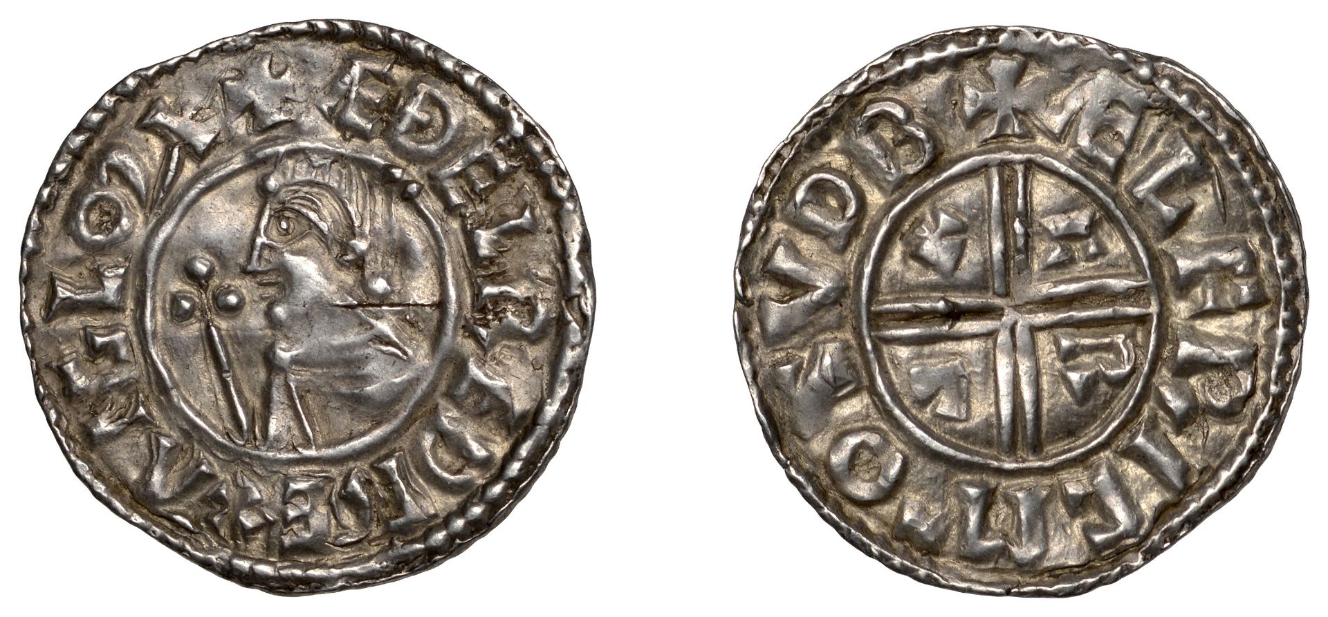 Ã†thelred II (978-1016), Penny, CRVX type, Southwark, Ã†lfric, Ã¦lfric m-o svdb, 1.40g/11h (SCB...