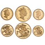 Elizabeth II (1952-2022), Proof set, 1988, comprising gold Two Pounds, Sovereign and Half-So...