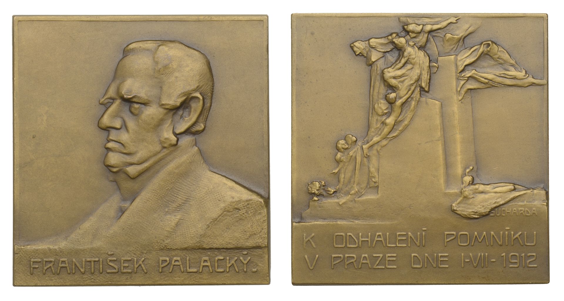 CZECHOSLOVAKIA, Monument de Frantisek Palacky Ã  Prague, 1912, a bronze plaque by Prof. S. Su...