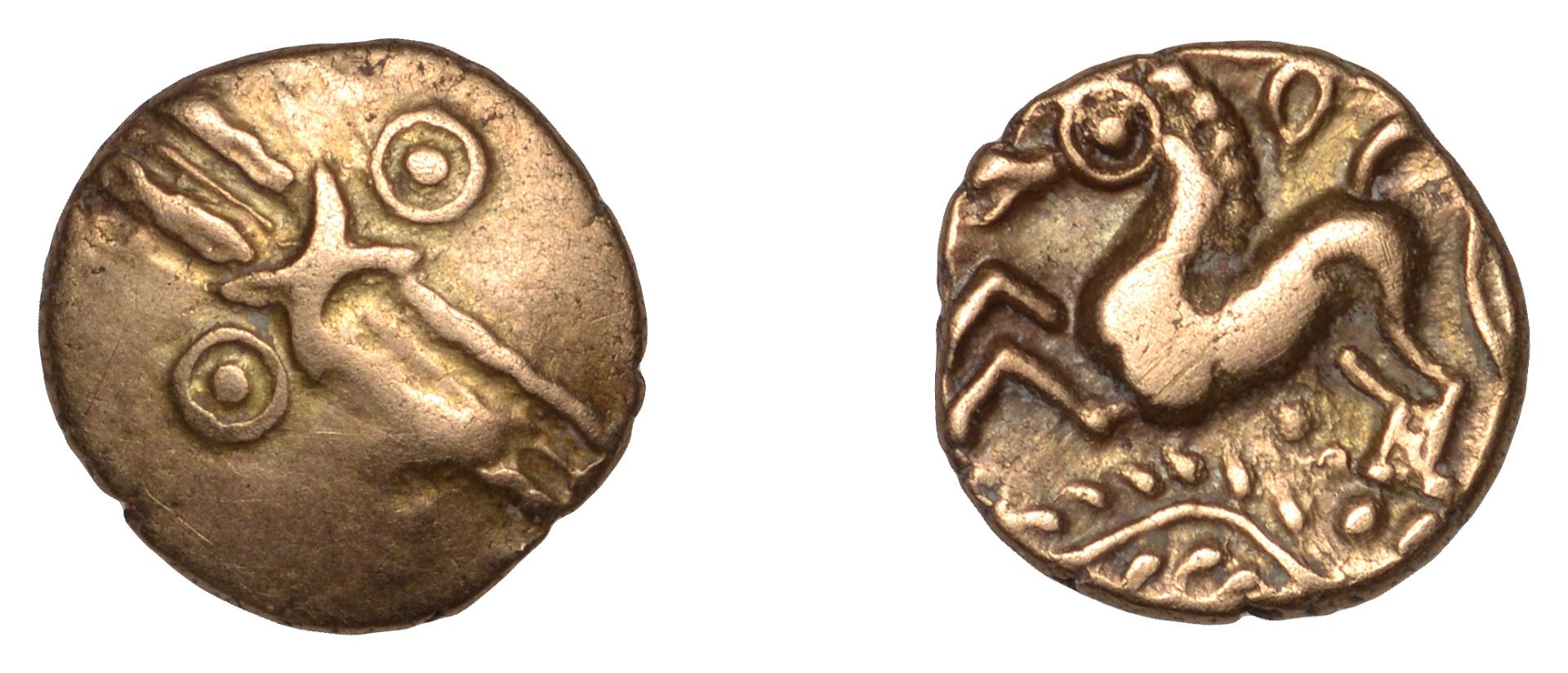 British Iron Age, TRINOVANTES, Dubnovellaunos (5 BC - 10 AD), Quarter-Stater, Trefoil type,...