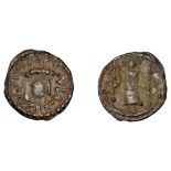 Early Anglo-Saxon Period, Sceatta, Secondary series L, type 12, diademed and draped bust rig...