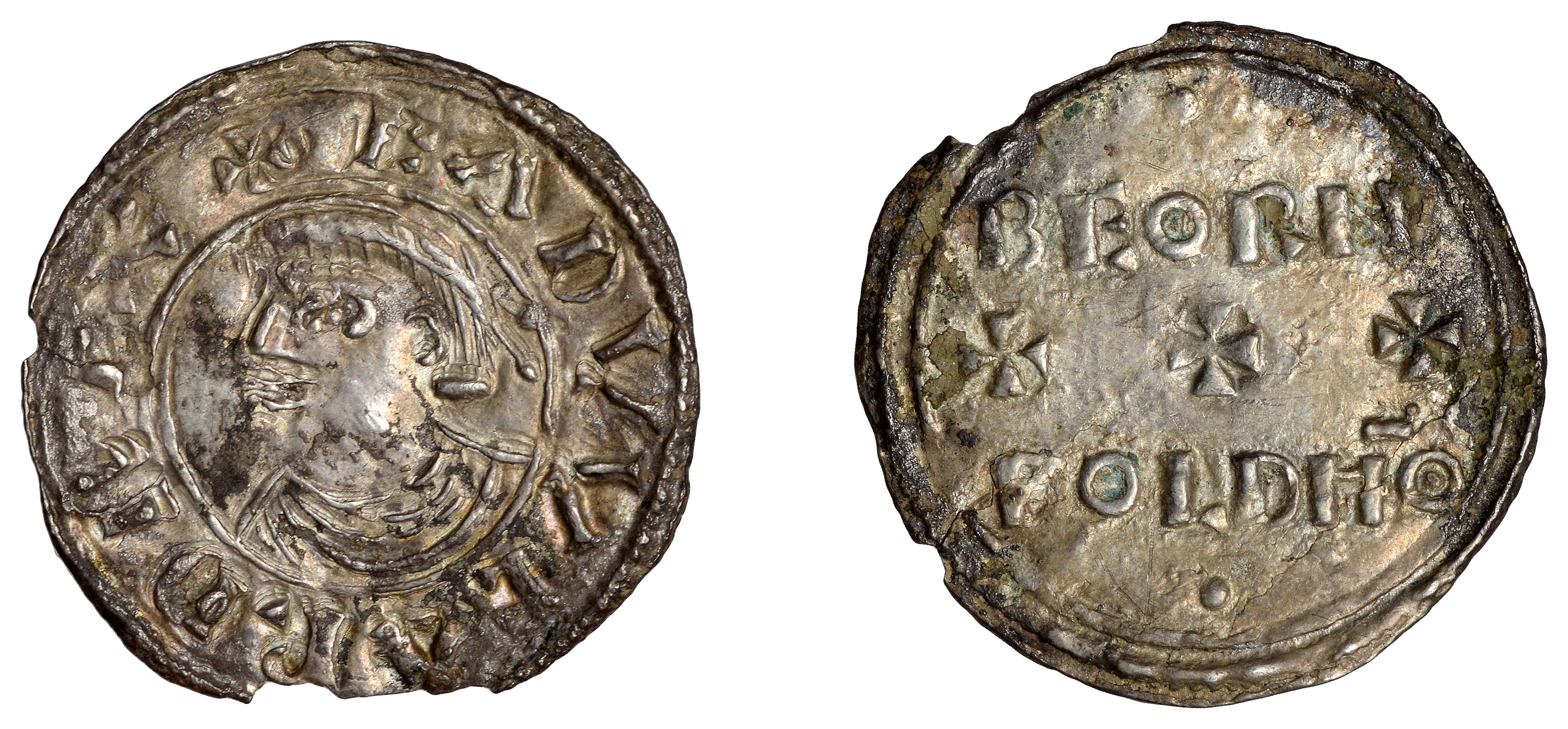 Edward the Elder (899-924), Penny, Portrait type [HP 1, Winchester], Beornwold, eadvveard re...