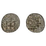 Early Anglo-Saxon Period, Sceatta, Eclectic series, type 70, pelleted cross within standard,...