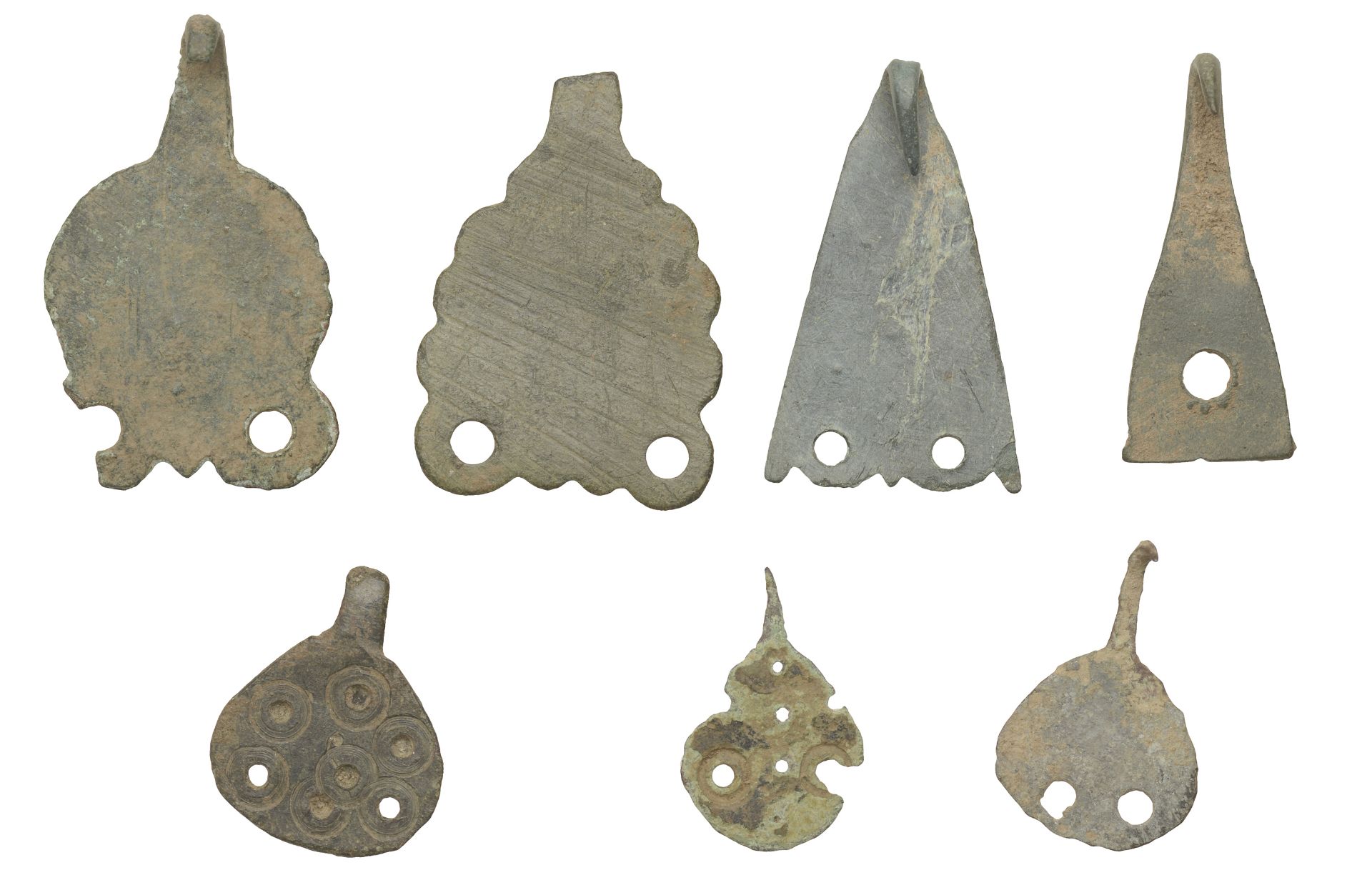 Anglo-Saxon, 10th-11th century bronze garter hooks (7), including triangular; circular; with... - Image 2 of 2