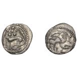 Early Anglo-Saxon Period, Sceatta, Secondary series S, type 47, winged female centaur left,...