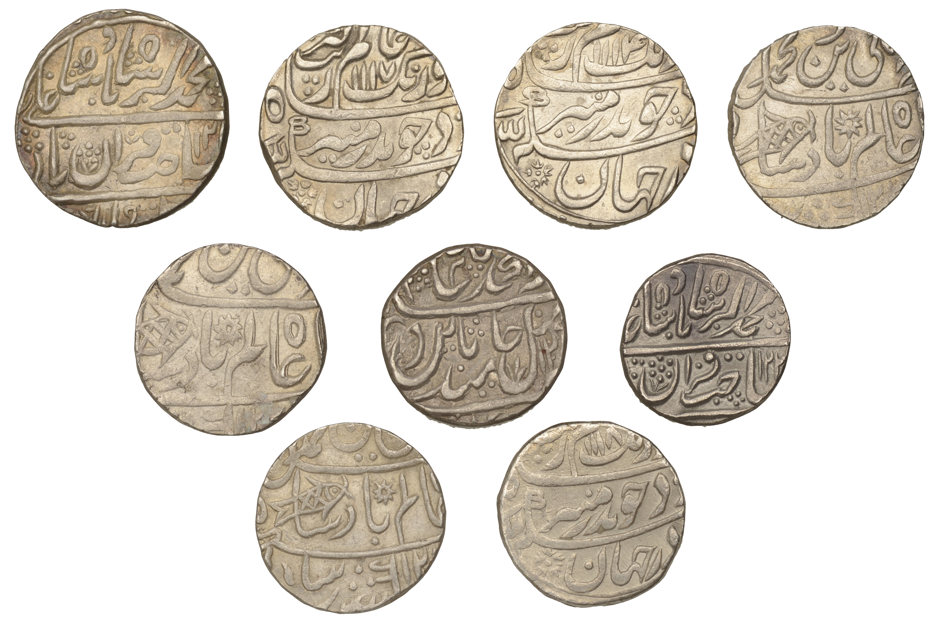 Mughal Empire, Aurangzeb, Rupees (3), Itawa 1114h/47, 1117h/49, 1118h/51 (KM 300.39); BHARAT...