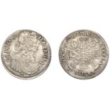 Charles II (1649-1685), First coinage, Merk, 1669, type II, leaved thistle below bust, reads...