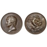 William Etty, 1872, a bronze medal by G.G. Adams for the Art Union of London, bust left, rev...