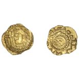 Early Anglo-Saxon Period, Shilling or Thrymsa, Ultra-Crondall period, Wvneetton type, draped...