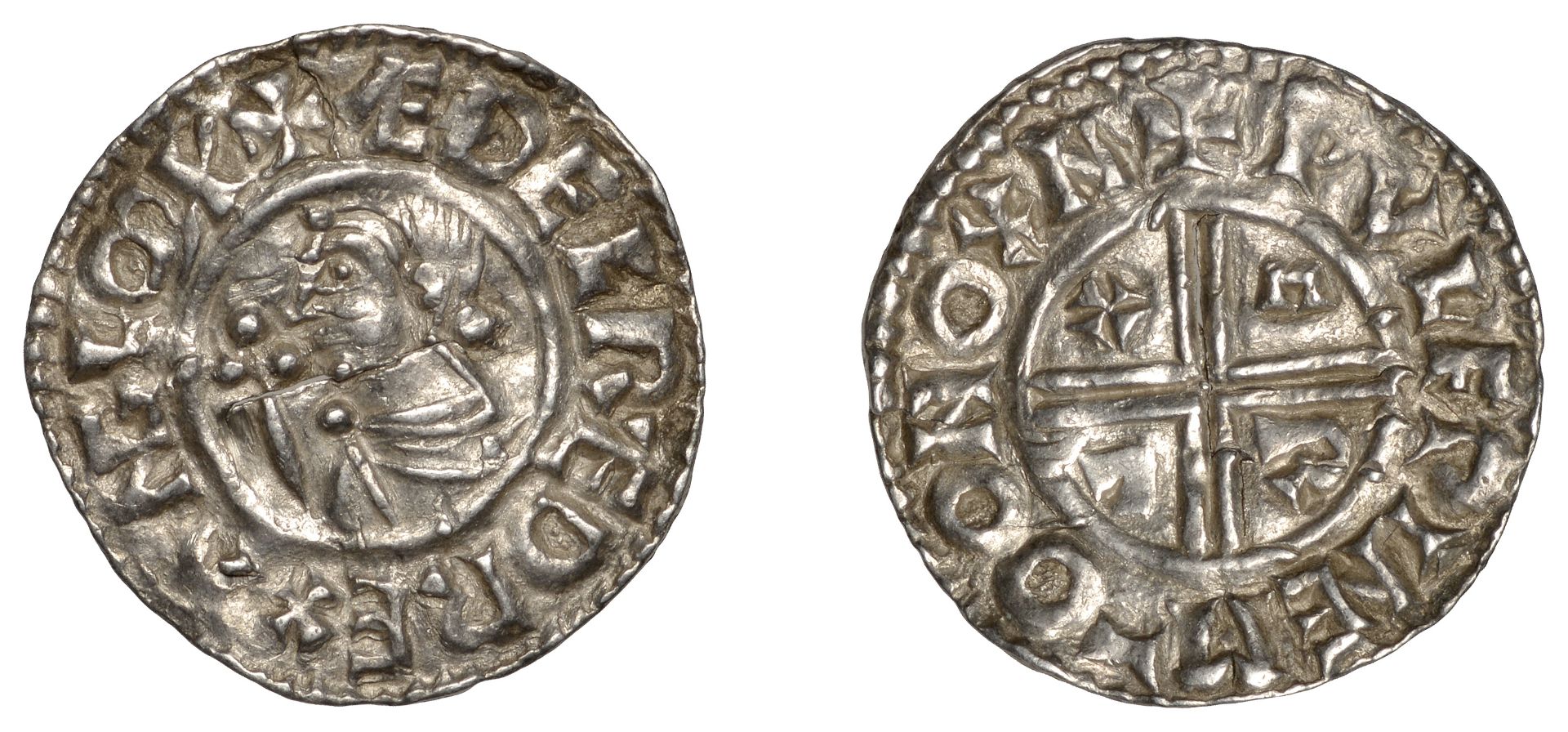 Ã†thelred II (978-1016), Penny, CRVX type, Oxford, Wulfwine, pvlfpine m-o on oxn, 1.54g/3h (B...