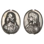 Charles I and Prince Charles, c. 1650, an oval silver portrait medal, by J. Stuart (?) after...