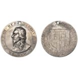 Charles I, c. 1630, a cast and chased silver medal or 'Pattern Halfcrown' by T. Rawlins, bus...