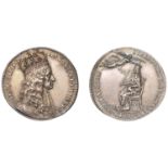 Charles II, Coronation, 1661, a struck silver medal by T. Simon, crowned bust right, signed...