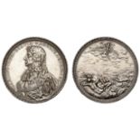 Charles II, Restoration, Gigantomachia, 1660, a cast silver medal by G. Bower, bust left wit...